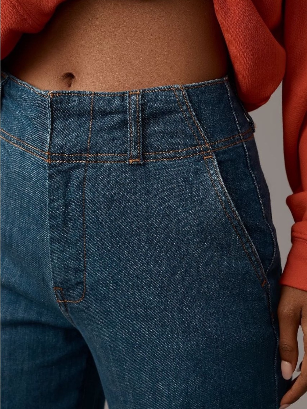 Anthropologie x Pilcro Cuffed Denim Capri Jeans Medium Wash Size 26 - Picture 4 of 11
